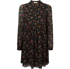(新品) Saint Laurent サンローラン フラワー フローラル ブラック シルク ONE PIECEのサムネイル
