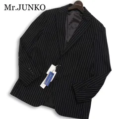 【新品 未使用】 Mr.JUNKO ミスタージュンコ 通年 総裏★ nanocat ストライプ テーラード ジャケット Sz.AB5 メンズ 黒のサムネイル