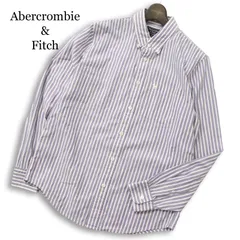 Abercrombie&Fitch アバクロンビー＆フィッチ 通年★ トナカイ刺繍 長袖 ストライプ ボタンダウン シャツ Sz.M メンズ