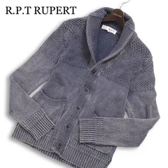 R.P.T RUPERT ルパート 通年 USED加工★ コットン100％ ショールカラー ニット カーディガン 羽織り Sz.M メンズ 青系のサムネイル