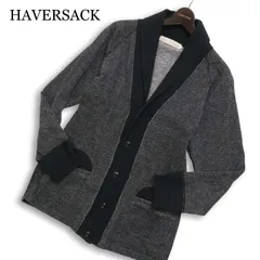 HAVERSACK ハバーサック 通年★ コットン100％ ショールカラー カーディガン 羽織り Sz.L メンズ 黒 日本製のサムネイル