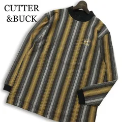 【新品 未使用】 CUTTER&BUCK カッター＆バック ゴルフ 通年 ロゴ刺★ 縦ストライプ ロングスリーブ Tシャツ Sz.L メンズのサムネイル