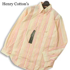 【新品 未使用】 Henry Cotton's ヘンリーコットンズ 通年  ロゴ刺★ 長袖 ストライプ シャツ Sz.39 メンズ 大きいサイズのサムネイル