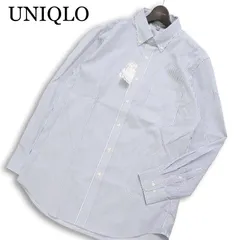 【新品 未使用】 UNIQLO ユニクロ ファインクロス ストライプ シャツ★ ピンストライプ ドレス ボタンダウン Sz.XL メンズ