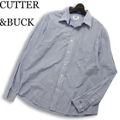 CUTTER&BUCK カッター＆バック ゴルフ 通年 ロゴ刺繍★ 長袖 ストライプ シャツ Sz.L メンズのサムネイル