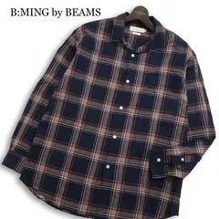 25SS★ B:MING by BEAMS ビームス 通年 Relax Fit 長袖 チェック レギュラーカラー シャツ Sz.M メンズ 紺