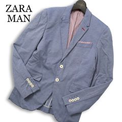 ザラマン ZARA テーラードジャケット チェック 花柄 S-M ネイビー 赤 
