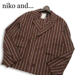 【新品 未使用】 niko and... ニコアンド 春夏★ ピンストライプ カバーオール ジャケット Sz.M メンズ 茶系のサムネイル