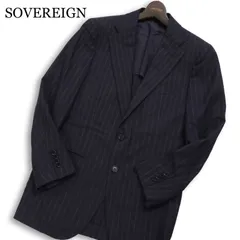 SOVEREIGN ソブリン ユナイテッドアローズ 春夏ウール100％ ★ ピンストライプ テーラードジャケット Sz.44 メンズ ネイビーのサムネイル