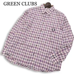 GREEN CLUBS グリーンクラブ 通年 ロゴ刺★ 長袖 チェック ボタンダウン シャツ Sz.4 メンズ 日本製のサムネイル