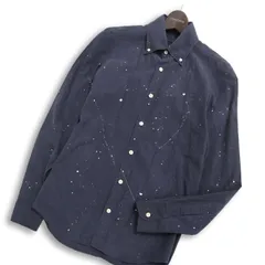 AKM エイケイエム 通年 スプラッター 加工★ 長袖 ボタンダウン シャツ Sz.S メンズ 紺 ネイビー 日本製のサムネイル