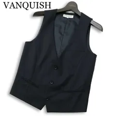 VANQUISH ヴァンキッシュ 通年 ウール★ ベスト ジレ Sz.S メンズ 黒のサムネイル