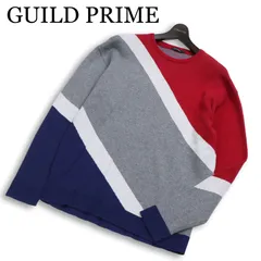 GUILD PRIME ギルドプライム 絹 シルク混★ ストライプ カラー切替 ニット セーター Sz.2　メンズのサムネイル