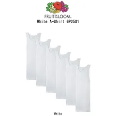 FRUIT OF THE LOOM(フルーツオブザルーム)タンクトップ Tシャツ 6枚セット ホワイト 白 無地 袖なし 6枚組 お買い得 パック メンズ 下着 肌着 A-Shirt 6P2501