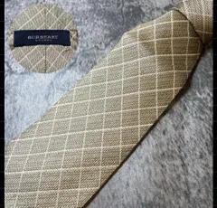 BURBERRY LONDON ベージュ チェック シルク ネクタイ[MSE928]