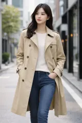 コットン 100％ KEITH LONDON ベージュ トレンチ コート Mのサムネイル