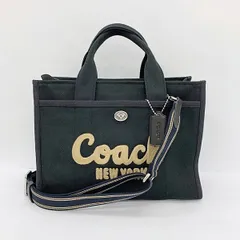 COACH コーチ カーゴ トートバッグ ショルダー カバン 2WAY キャンバス ロゴ刺繍 CP158 A4収納可 レディース  ブラック 鞄 DF18855■