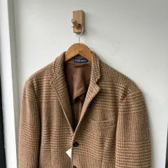 16490 - ポロラルフローレン チェック ウール ブレザー ジャケット (38R)