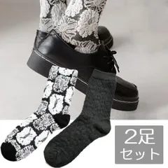 モノトーンレトロ風 刺繍 レディースソックス 2足セット 花 黒 ブラック かわいい おしゃれ くつした 23cm 24cm 25cm レディース靴下 女性用 靴下のサムネイル