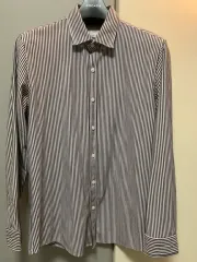 105 OLZEN(オルゼン) ストライプ ブラウン シャツ