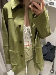 ザラ フェイク スウェード コート オリーブ ジャケット xs ZARA