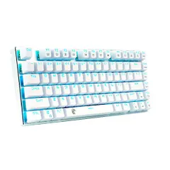e元素ゲーミングキーボード メカニカル式キーボード USB接続有線 81キーアンチゴーストキー LEDバックライト 防水機能付きゲーマー向け英語配列 (青軸・ホワイト)e 24461764