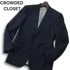 CROWDED CLOSET メンズビギ 通年 総裏 ウール★ ストライプ テーラード ジャケット Sz.12 メンズ 紺 ネイビーのサムネイル