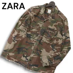 ZARA ザラ マン 現行タグ★ 通年 カモフラ 迷彩 総柄 カットオフ ミリタリー シャツ ジャケット Sz.M メンズのサムネイル