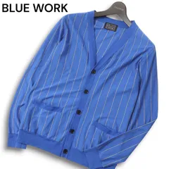 BLUE WORK ブルーワーク トゥモローランド 通年★ ストライプ カーディガン 羽織り Sz.M メンズのサムネイル