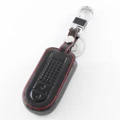 ダイハツ 本革 キーケース 2つボタンタイプ ブラックレザー×レッドステッチ レザーキーカバー キーホルダー