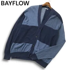 23AW★ BAYFLOW ベイフロー 通年 コットン ニット クレイジーパターン パッチワーク カーディガン 羽織り Sz.F メンズのサムネイル