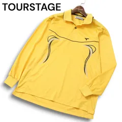 TOURSTAGE ツアーステージ ゴルフ 通年 ロゴ刺繍★ 長袖 ポロシャツ Sz.M メンズ 黄色 日本製のサムネイル