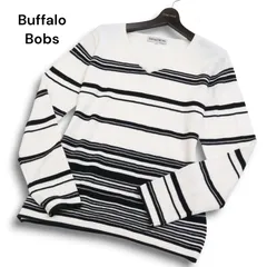 Buffalo Bobs バッファローボブス 通年 麻 リネン混 ボーダー★ Vネック セーター ニット Sz.2 メンズのサムネイル