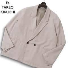 タケオキクチ 麻混 テーラードサファリジャケット 総花柄 サイズ3 
