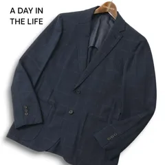A DAY IN THE LIFE ユナイテッドアローズ 春夏 背抜き★ ウインドウペン チェック テーラード ジャケット Sz.S メンズ 紺