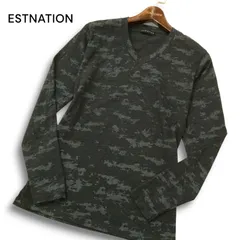 ESTNATION エストネーション 通年 【迷彩 カモフラ柄 総柄】 長袖 Vネック カットソー ロンTシャツ Sz.S メンズのサムネイル