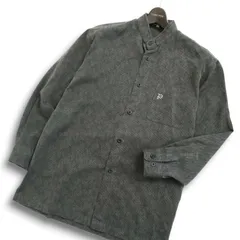 PAGELO パジェロ アンジェロ 通年 刺繍★ 長袖 バンドカラー シャツ Sz.M メンズ 灰 グレーのサムネイル