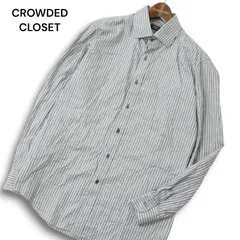 21ss CROWDED CLOSET メンズビギ 通年★ 長袖 ボタンダウン ストライプ シャツ Sz.3 メンズ 灰のサムネイル