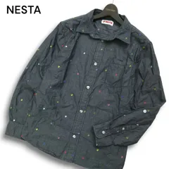 NESTA BRAND ネスタブランド 通年 ロゴ総柄★ 長袖 シャンブレー シャツ Sz.M メンズ 灰のサムネイル