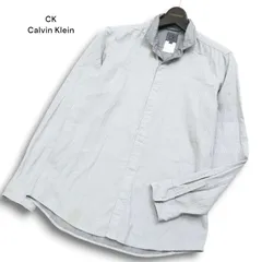 CK Calvin Klein カルバンクライン 通年 比翼仕立て★ 長袖 ストライプ ドレス シャツ Sz.M メンズのサムネイル