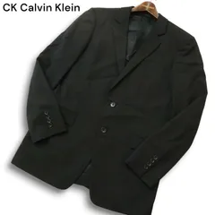 CK Calvin Klein カルバンクライン 通年 背抜き ウール★ ストライプ アンコン テーラード ジャケット Sz.38 メンズ 黒のサムネイル