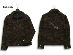 Subciety サブサエティ 通年【迷彩 カモフラ柄 総柄】バック ギター 刺繍★ ジップ ブルゾン ジャケット Sz.S メンズ 日本製のサムネイル