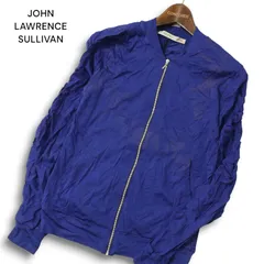 JOHN LAWRENCE SULLIVAN ジョンローレンスサリバン シルク100％★ 加工 シャーリング ブルゾン ジャケット Sz.36 メンズ 紺のサムネイル