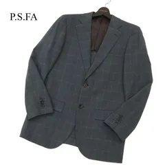 P.S.FA パーフェクトスーツファクトリー 通年 背抜き チェック柄★ 2B アンコン テーラード ジャケット Sz.94A6　メンズ 灰のサムネイル