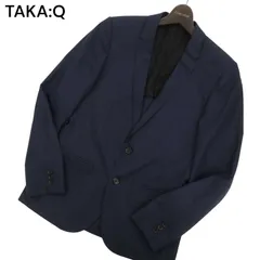 TAKA:Q タカキュー 通年 背抜き SLIM FIT チェック ウール混★ 2B テーラード ジャケット Sz.Y5　メンズ ネイビー