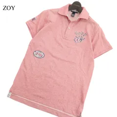 ZOY ゾーイ 春夏 半袖 ロゴ刺繍ワッペン★ 【麻 リネン混】 鹿の子 ポロシャツ Sz.1　メンズ ピンクのサムネイル