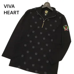 VIVA HEART × DRESS CAMP ビバハート × ドレスキャンプ ハーフジップ 長袖 ワッペン刺繍★ ポロシャツ Sz.50　メンズ 黒のサムネイル