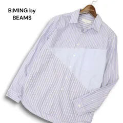 B:MING by BEAMS ビームス 通年 長袖 切替 ストライプ★ 2way カラー シャツ Sz.S　メンズのサムネイル