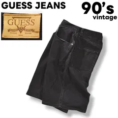 90s ヴィンテージ ゲス ジーンズ GUESS JEANS デニム ハーフ パンツ ジーンズ ジーパン Gパン ジップアップ 5ポケット 32 ブラック ストリート アメリカン カジュアル ウェア メンズのサムネイル