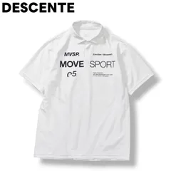 【定番】 デサント DESCENTE ムーブ スポーツ MOVE SPORT ロゴ プリント 半袖 ポロシャツ 鹿の子 サイドシーム L ホワイト スポーツ カジュアル ウェア タウンユース レジャー メンズ